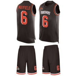 Limited Men's Baker Mayfield Brown Jersey - #6 Football Cleveland Browns Tank Top Suit