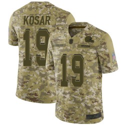 Limited Men's Bernie Kosar Camo Jersey - #19 Football Cleveland Browns 2018 Salute to Service