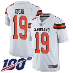 Limited Men's Bernie Kosar White Road Jersey - #19 Football Cleveland Browns 100th Season Vapor Untouchable
