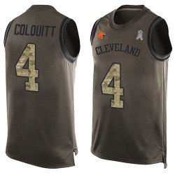 Limited Men's Britton Colquitt Green Jersey - #4 Football Cleveland Browns Salute to Service Tank Top