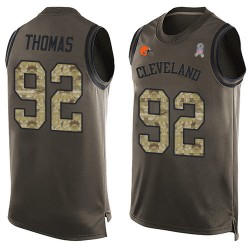 Limited Men's Chad Thomas Green Jersey - #92 Football Cleveland Browns Salute to Service Tank Top