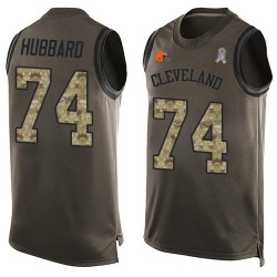 Limited Men's Chris Hubbard Green Jersey - #74 Football Cleveland Browns Salute to Service Tank Top