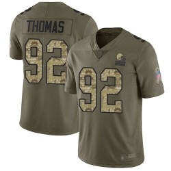 Limited Men's Chad Thomas Olive/Camo Jersey - #92 Football Cleveland Browns 2017 Salute to Service