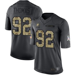 Limited Men's Chad Thomas Black Jersey - #92 Football Cleveland Browns 2016 Salute to Service