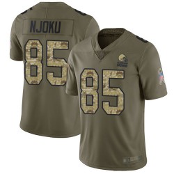 Limited Men's David Njoku Olive/Camo Jersey - #85 Football Cleveland Browns 2017 Salute to Service