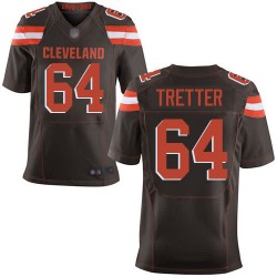 Elite Men's JC Tretter Brown Home Jersey - #64 Football Cleveland Browns