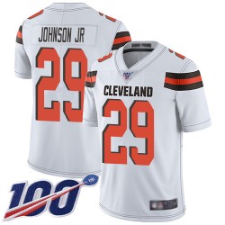 Limited Men's Duke Johnson White Road Jersey - #29 Football Cleveland Browns 100th Season Vapor Untouchable