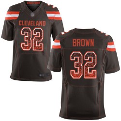 Elite Men's Jim Brown Brown Home Jersey - #32 Football Cleveland Browns Drift Fashion