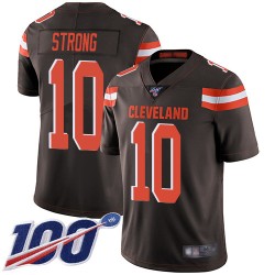 Limited Men's Jaelen Strong Brown Home Jersey - #10 Football Cleveland Browns 100th Season Vapor Untouchable
