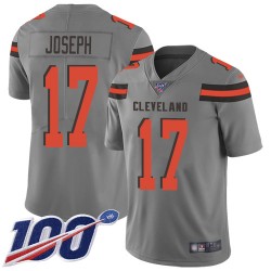Limited Men's Greg Joseph Gray Jersey - #17 Football Cleveland Browns 100th Season Inverted Legend