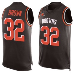 Limited Men's Jim Brown Brown Jersey - #32 Football Cleveland Browns Player Name & Number Tank Top