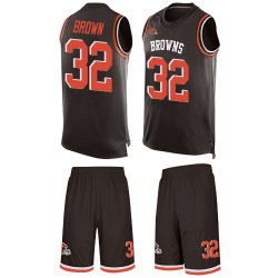 Limited Men's Jim Brown Brown Jersey - #32 Football Cleveland Browns Tank Top Suit