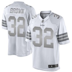 Limited Men's Jim Brown White Jersey - #32 Football Cleveland Browns Platinum