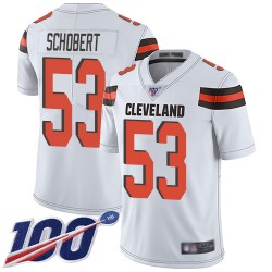 Limited Men's Joe Schobert White Road Jersey - #53 Football Cleveland Browns 100th Season Vapor Untouchable