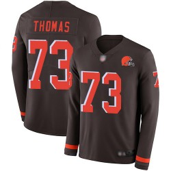 Limited Men's Joe Thomas Brown Jersey - #73 Football Cleveland Browns Therma Long Sleeve