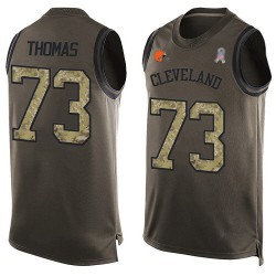 Limited Men's Joe Thomas Green Jersey - #73 Football Cleveland Browns Salute to Service Tank Top